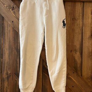 Polo Ralph Lauren Girls Sweatpants Sz M (10-12) White w/ Large Navy Polo Emblem